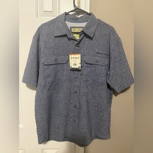 Rustic Ridge Men's Blue Casual Button Down Fishing Shirt NWT